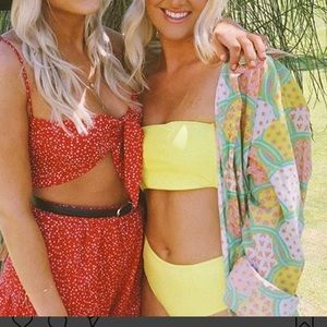 Neon high waisted bathing suit